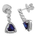 گوشواره طلا سفید با نگین یاقوت آبی و برلیان مدل: edf1150