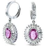 گوشواره طلا سفید با نگین تورمالین و الماس باگت مدل: edf1154