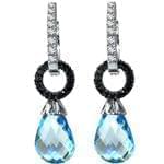 گوشواره طلا سفید با نگین توپاز و برلیان مشکی و سفید مدل: edf1156