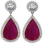 گوشواره طلا سفید با نگین یاقوت و برلیان مدل: edf1157