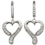 گوشواره طلا سفید طرح قلب با نگین برلیان مدل: edf1161