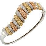 دستبند طلا زرد و سفید و گلی با نگین الماس مدل: bdf1104