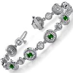 دستبند طلا سفید با نگین زمرد و برلیان مدل: bdf1106