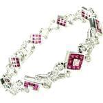 دستبند طلا سفید با نگین یاقوت و برلیان مدل: bdf1107