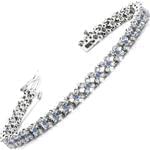 دستبند طلا سفید با نگین یاقوت و برلیان طرح گل مدل: bdf1108