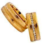 حلقه ست عروسی طلای زرد با نگین الماس تراش برلیان مدل: srd1123