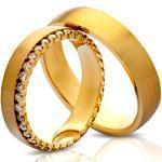 حلقه ست عروسی طلای زرد با نگین برلیان مدل: srd1129