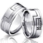 حلقه ست عروسی طلای سفید با نگین برلیان مدل: srd1130