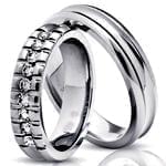 حلقه ست عروسی طلای سفید با نگین برلیان مدل: srd1134