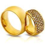 حلقه ست عروسی طلای زرد با نگین برلیان مدل: srd1139