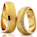 حلقه ست عروسی طلای زرد با نگین الماس تراش برلیان مدل: srd1141