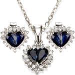 نیم ست گوشواره و آویز طلا با نگین برلیان و یاقوت طرح قلب مدل: hsdf1210 