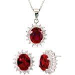 نیم ست گوشواره و آویز طلا با نگین برلیان و یاقوت مدل: hsdf1212