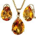 نیم ست گوشواره و آویز طلا با نگین سیترین مدل: hsdf1214