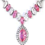 گردنبند طلا سفید با نگین تورمالین و الماس مدل: ndf1198