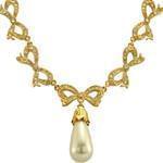 گردنبند طلا زرد با نگین مروارید و الماس مدل: ndf1199