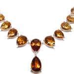 گردنبند طلا سفید با نگین سیترین مدل: ndf1201