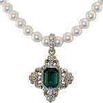 گردنبند مروارید با نگین زمرد و برلیان مدل: ndf1205