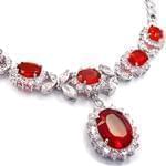 گردنبند طلا سفید با نگین یاقوت و برلیان طرح کلاسیک مدل: ndf1208