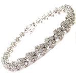 دستبند جواهر طلا سفید با نگین برلیان طرح گل flower مدل: bdf1114