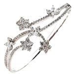 دستبند جواهر طلا سفید با نگین برلیان طرح گل مدل: bdf1118