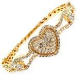 دستبند جواهر طلا زرد با نگین برلیان طرح قلب مدل: bdf1120