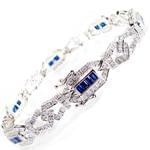 دستبند جواهر طلا سفید با نگین یاقوت کبود و برلیان مدل: bdf1121