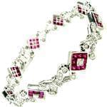 دستبند جواهر طلا سفید با نگین یاقوت سرخ و برلیان مدل: bdf1122