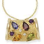 آویز جواهر آمتیس، سیترین، یاقوت، زبرجد و الماس تراش برلیان مدل: npdf1216