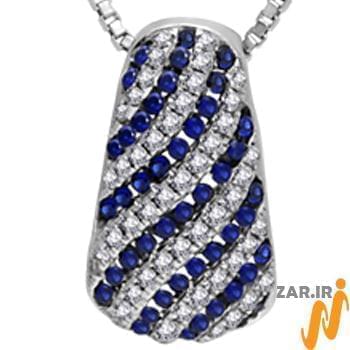 آویز جواهر یاقوت آبی و الماس تراش برلیان مدل: npdf1219
