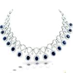 گردنبند جواهر یاقوت کبود و الماس تراش برلیان مدل: ndf1275