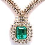 گردنبند جواهر زمرد و الماس تراش برلیان و باگت مدل: ndf1283