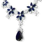 گردنبند جواهر یاقوت کبود و الماس تراش برلیان مدل: ndf1284