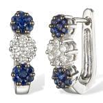 گوشواره جواهر یاقوت کبود و الماس تراش برلیان طرح فلاور (flower) مدل: edf1247