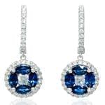 گوشواره یاقوت کبود و الماس تراش برلیان مدل: edf1255