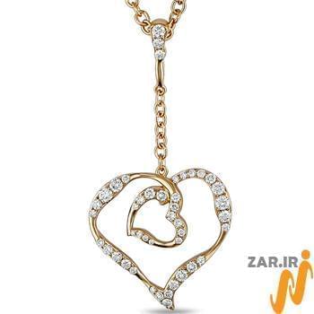 آویز الماس با طلای رزگلد طرح قلب مدل: pdb2051