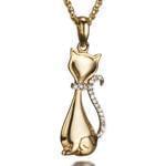 آویز الماس با طلای زرد طرح گربه جواهر مدل: pdb2056