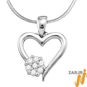 آویز الماس با طلای سفید طرح قلب و فلاور (flower) مدل: pdb2057