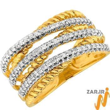 انگشتر جواهر زنانه الماس با طلای زرد و سفید مدل: ring2037