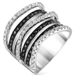 انگشتر جواهر زنانه الماس سیاه و سفید با طلای سفید مدل: ring2038