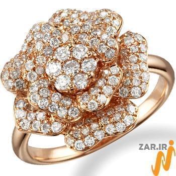 انگشتر جواهر زنانه الماس با طلای رز گلد طرح فلاور (flower) مدل: ring2045