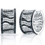 گوشواره جواهر الماس تراش برلیان طرح سیاه و سفید مدل: ebf2039