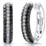 گوشواره جواهر الماس تراش برلیان طرح سیاه و سفید مدل: ebf2041