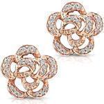 گوشواره جواهر الماس تراش برلیان طرح گل مدل: ebf2047