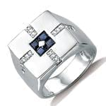 انگشتر مردانه یاقوت کبود و الماس تراش برلیان: مدل rgm1357