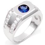 انگشتر مردانه جواهر با نگین یاقوت کبود و الماس تراش برلیان: مدل rgm1363