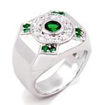 انگشتر مردانه جواهر با نگین زمرد و الماس تراش برلیان: مدل rgm1364