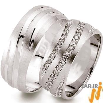 ست حلقه ازدواج جواهر با نگین الماس تراش برلیان مدل: srd1269