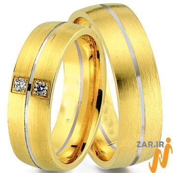 ست حلقه ازدواج جواهر با نگین الماس تراش برلیان مدل: srd1270