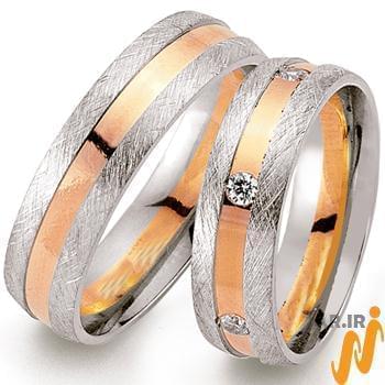 ست حلقه ازدواج جواهر با نگین الماس تراش برلیان مدل: srd1271